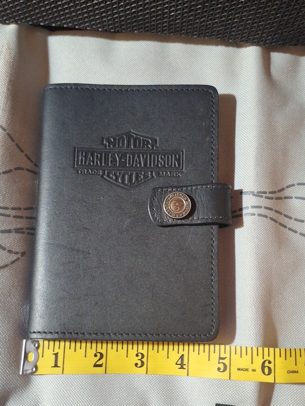 Harley-Davidson Black Leather Picture and Card Holder with Snap Strap